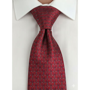 Lauren Ralph Lauren LRL red silk tie with golf club print design - 55.5"